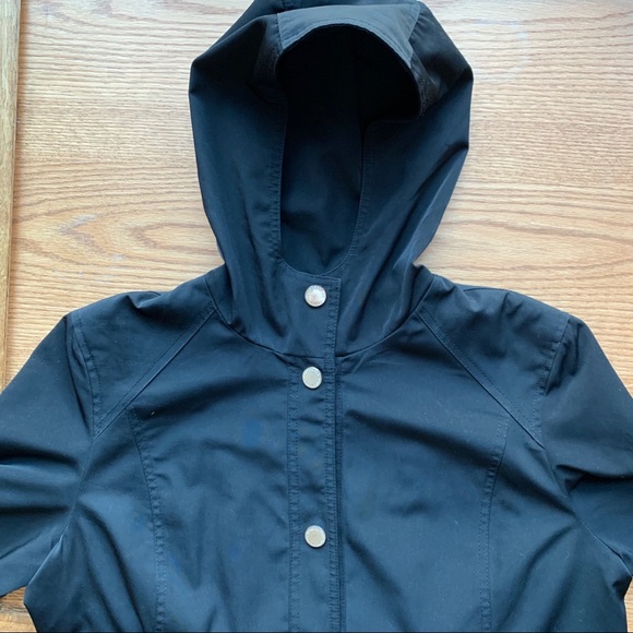 London Fog Long Hooded Raincoat Black Large - Picture 7 of 10